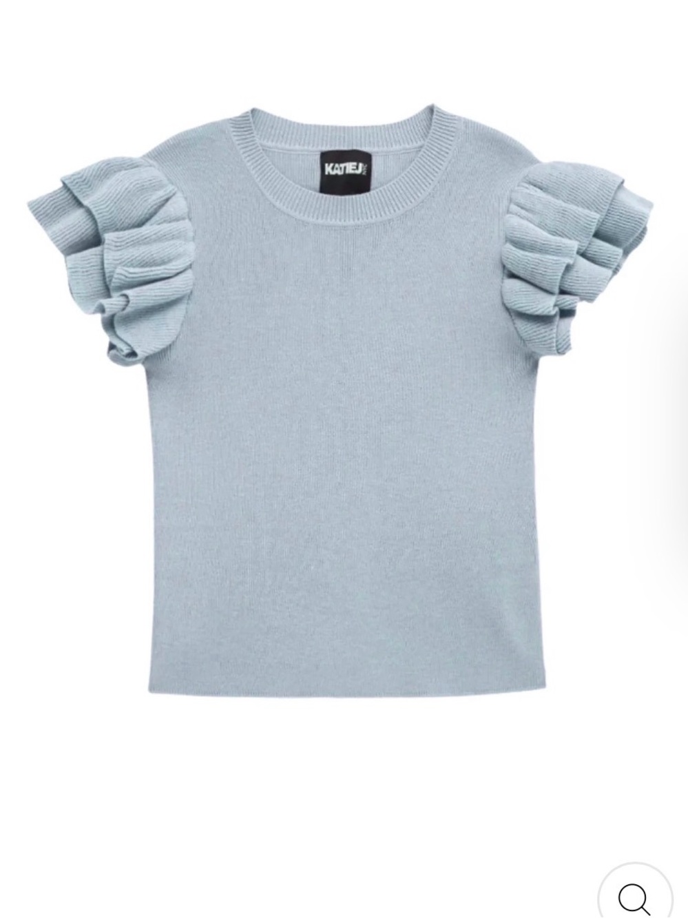 Katie J NYC Pale Blue Ruffle Sleeve Knit Top